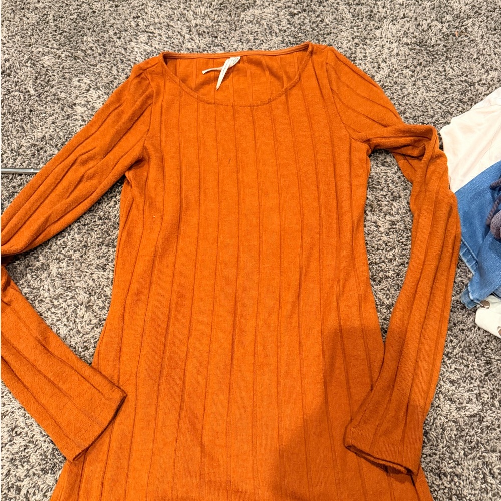 Anthropologie Rust Ribbed Knit tunic